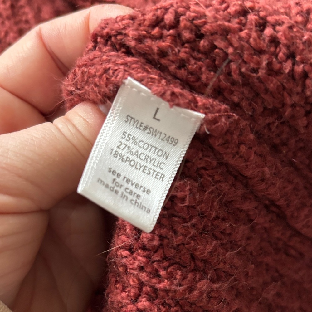 Women's Rust Color Open-Front Sweater/Cardigan - Picture 4 of 6